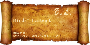 Biró Lambert névjegykártya