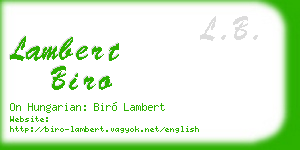 lambert biro business card